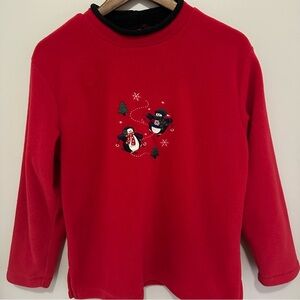 Vintage Croft & Barrow Sport Red Embroidered Penguin Winter Sweater Women’s P